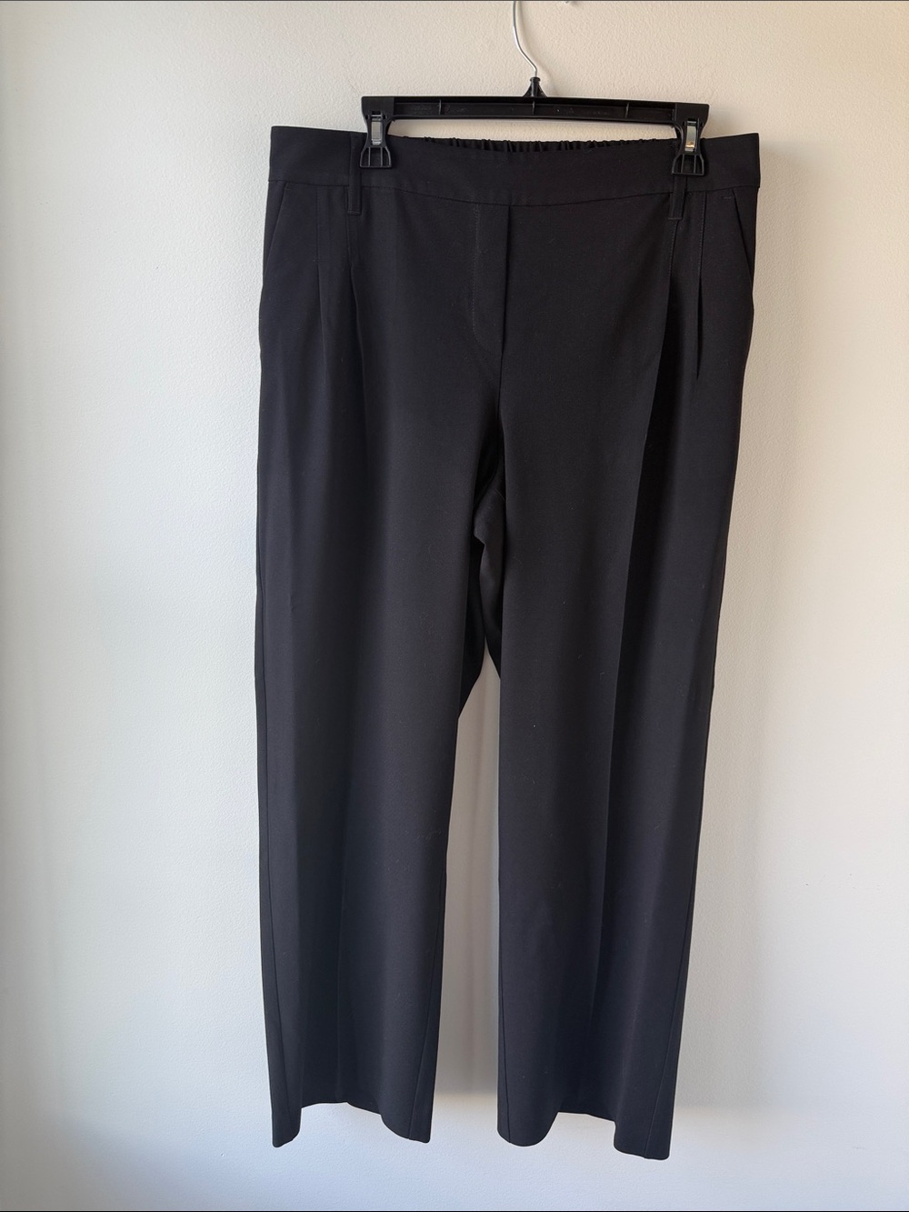 Women's Black Straight-Leg Trousers with Pockets & Stretch Wasteband